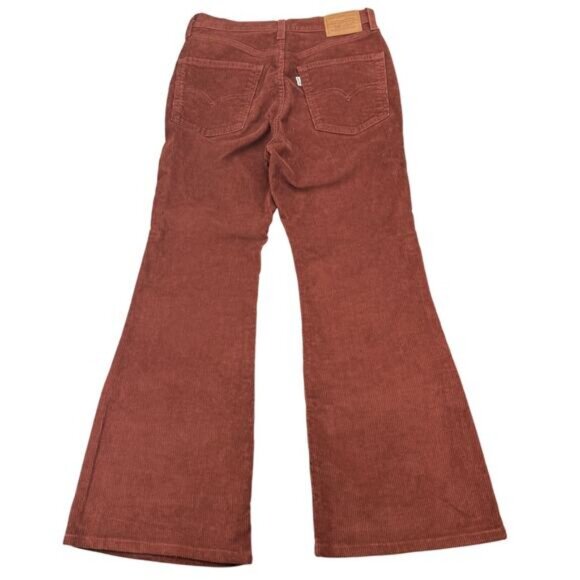 LEVI'S Premium 70's High Flare Smooth Corduroy Pant Size 27 Mahogany Rust Red - Picture 5 of 10